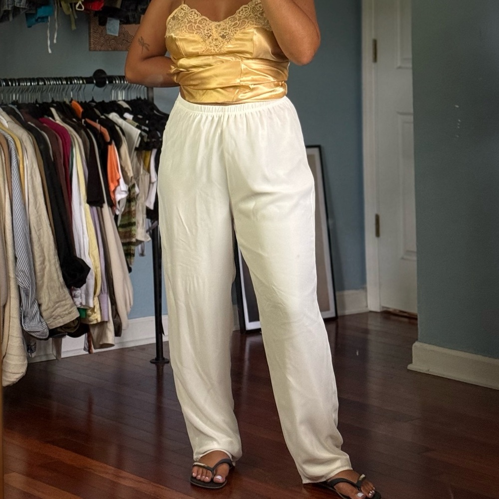 Elegant Cream Wide Leg Pants